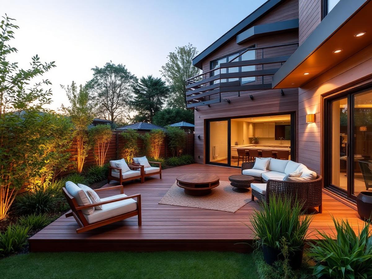 Holzterrasse mit Lounge